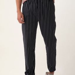 DAMENSCH Men Striped Stretchable Cotton Tapered Fit Lounge Pants-picture-5