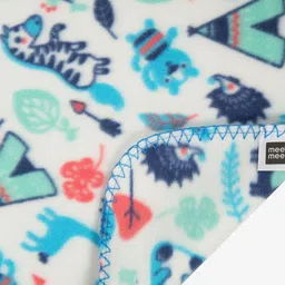 MeeMee White & Blue Cartoon Characters Mild Winter 300 GSM Single Bed Blanket image 5