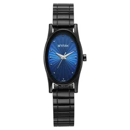 Titan Karishma Quartz Analog Blue Dial Black Stainless Steel Strap Watch For Women-picture-33