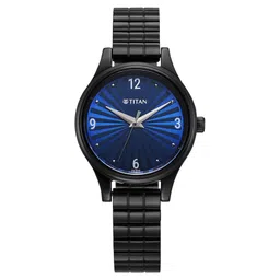 Titan Karishma Quartz Analog Blue Dial Black Stainless Steel Strap Watch For Women-picture-34