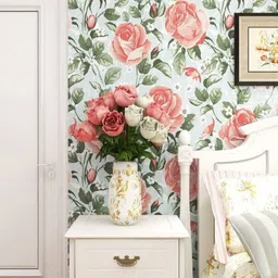 Jaamso Royals White & Pink Floral Pattern Self Adhesive Peel and Stick Wallpaper-image-23