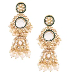 Zaveri Pearls Gold-Plated Kundan-Studded & Beaded Jewellery Set With Maang Tikka image 3