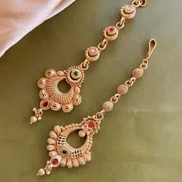ATIBELLE  Set Of 2 Gold-Plated Stone-Studded Maangtikka-picture-12