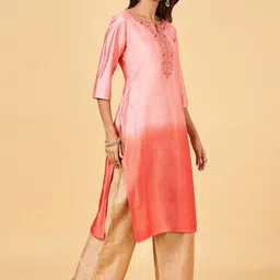 RANGMANCH BY PANTALOONS Floral Yoke Designed Straight Kurta-image-97