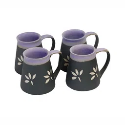 Freakway Black 4 Pcs Handcrafted Ceramic Matte Cups and Mugs 270 ml-picture-14