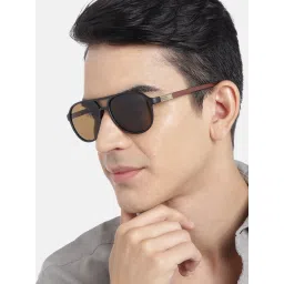 Carlton London Black with Brown Toned Rectangle Unisex Sunglass with UV Protected Lens (52) image 4