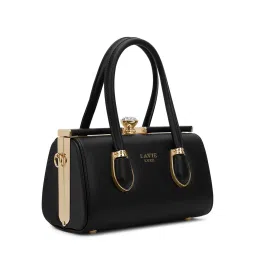 Lavie Luxe Dazzle Black Solid Satchel Bag with Detachable Strap image 2