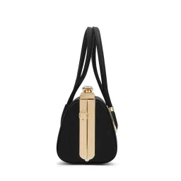Lavie Luxe Dazzle Black Solid Satchel Bag with Detachable Strap image 3