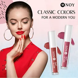 NOY Set Of 2 Matte Lips Lightweight Liquid Lipstick 4ml Each - Nude Tan-Mauve Nude image 3