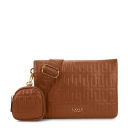 Lavie Luxe Emilan Tan Textured Sling Bag with Pouch image 1