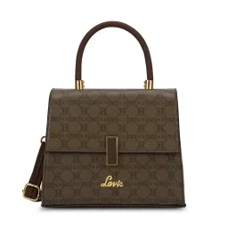 Lavie Womens Brown Monoprint Gypsy Flap Satchel with Detachable Strap (M) image 2