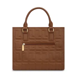 Lavie Luxe Quem Tan Textured Satchel Bag with Detachable Strap with Pouch image 4