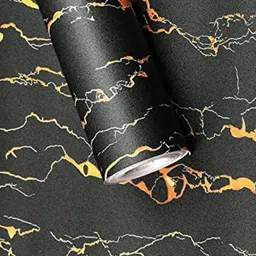 Jaamso Royals Black Marble Design Self Adhesive Waterproof Wallpaper image 4