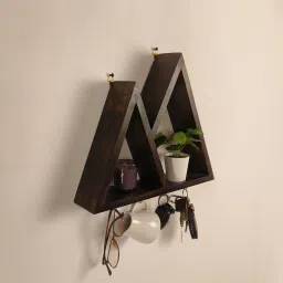 symplify Pharoah Wooden Wall Shelf Organiser With Key Holders image 5