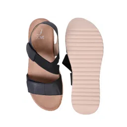 Jove Women Black Solid Platform Sandals image 5