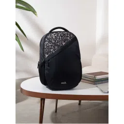 Zouk Black Printed Jute Backpack-image-25