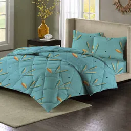 VAS COLLECTIONS 220 GSM Microfiber Reversible AC Comforter/Blanket for Winter/Quilt/Duvets for Single Size Bed with Free 2 Pcs Pillow Covers (240X152 cm - Light Green) image 3