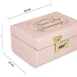 Elan Rectangular Vintage Decorative Jewelry & Trinket Storage Chest Trunk - Decorative Box (Dreaming, Light Pink, metal) image 4