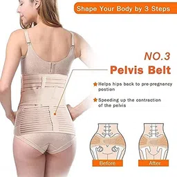 sira beauty Sira Healthcare 3 in 1 (9” width) Postpartum Maternity Belt: 6” Upper Belly,3” Lower Belly, Back Support with 2 Medical Grade plastic strips.(L) image 2