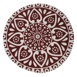 HOSTA HOMES White & Brown Ethnic Motifs Printed Round Cotton Table Placemats image 4