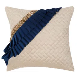 HOSTA HOMES Off White & Navy Blue 5 Pieces Geometric Square Cushion Covers image 3