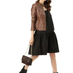 leather retail Faux Leather Women Regular Jacket (Brown) image 5