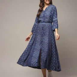 biba Women Floral Print A-Line Dress image 1
