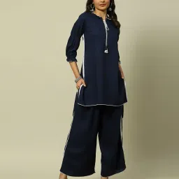 rangriti Women Straight Kurta Set with Lettuce Edge image 1