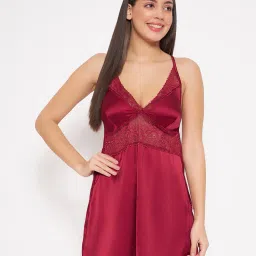 clovia Women V-Neck Babydoll with Lace detail image 1