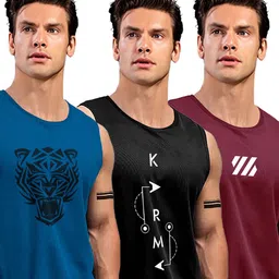 ausk Pack of 3 Men Regular Fit Round-Neck Vests image 1