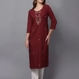 4u fashion Women Embroidered Straight Kurta image 1