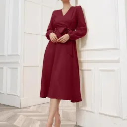 womenster Women V-Neck Fit & Flare Dress image 1