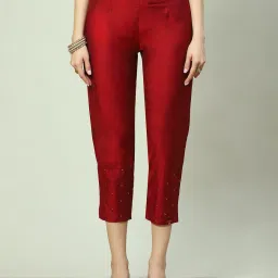 biba Women Slim Fit Pants with Elasticated Waist image 1