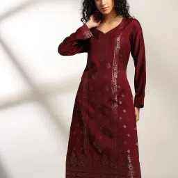 avaasa mix n' match Women Jacquard Weave Straight Kurta image 1