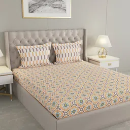 raymond home 120 TC Floral Print Queen-Size Bedsheet with Pillow Covers image 1