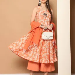 jompers Women Floral Print A-Line Kurta Set image 1