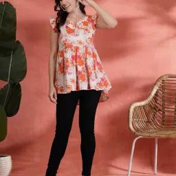 indibelle Women Cotton Floral Printed Kurti image 1