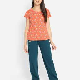 clovia Graphic Print Knitted Top & Pyjamas Nightwear  Set image 1