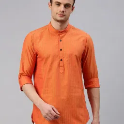 cross court Men Regular Fit Kurta with Band Collar image 1