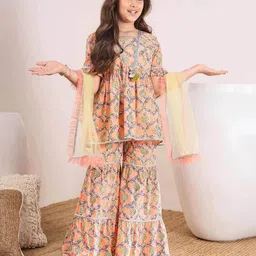 pspeaches Girls Floral Print 3-Piece Kurta Set with Dupatta image 1