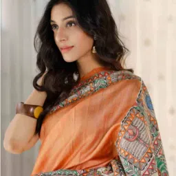 quelea Women Linen Saree with Embroidered Border image 1