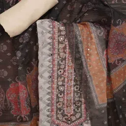 jaipur kurti Women Embroidered Unstitched Kurta Bottom Dress Material with Dupatta image 1