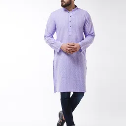 sojanya Checked Straight Kurta with Mandarin Collar image 1