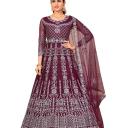warthy ent Embroidery Semi-stitched Anarkali Dress Material image 1