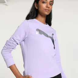 puma Logo Print Loose Fit Crew-Neck Cotton Sweatshirt image 1