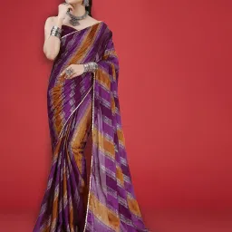 mirchi fashion Women Leheriya Print Chiffon Saree image 1