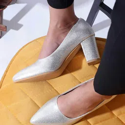 carlton london Women Embellished Regular Fit Heeled Shoes with Round Toes Shaped image 1