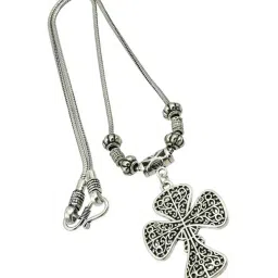 high trendz Women Oxidised Jesus Christ Cross Short Necklace image 1