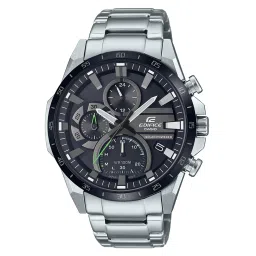 casio Men ED547 EDifice EQS-940DB-1AVUDF Black Analog Dial Silver Stainless Steel Band Watch image 1