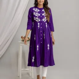 purvija kurties Women Embroidered Flared Kurta image 1